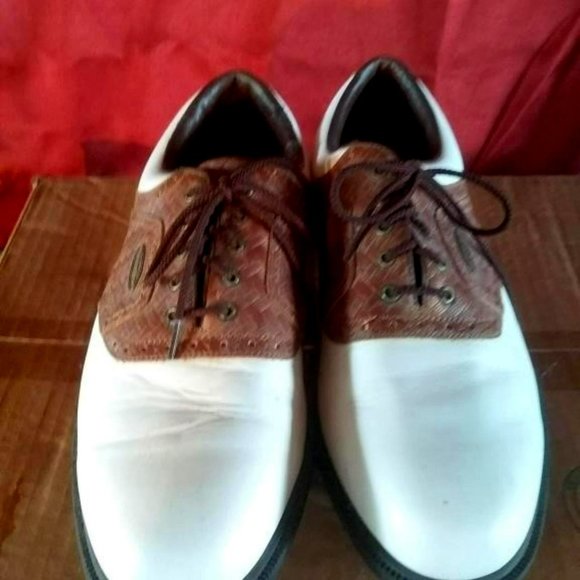 FootJoy Other - FootJoy Professional Golf Shoe Mens 11M white/brown w/ spikes, Golf Hybrid, EUC